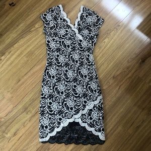 ONYX BLack and White fitted cocktail dress